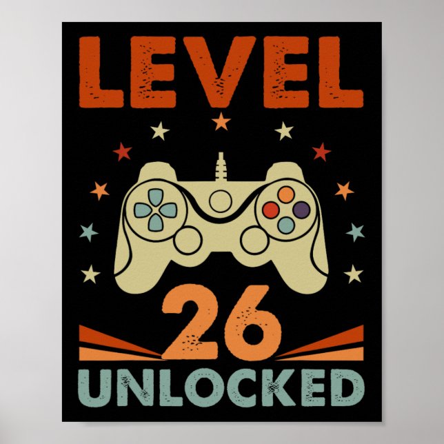 Póster Nivel 26 Video Gamer desbloqueado 26º cumpleaños 2 (Frente)
