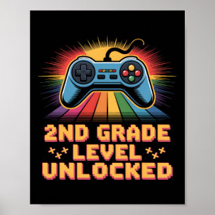 Póster Nivel 2do Grado Desbloqueado De Vuelta Al Colegio