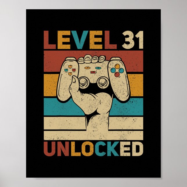 Póster Nivel 31 Desbloqueado 31º cumpleaños 31 años (Frente)