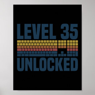 Póster Nivel 35 Desbloqueado Cumpleaños 35 35 Años Video