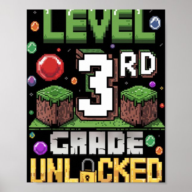 Póster Nivel 3er Grado Desbloqueado Videojuego Primer Día (Frente)