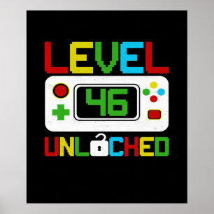 Póster Nivel 46 Videojuego desbloqueado 10.º regalo de cu
