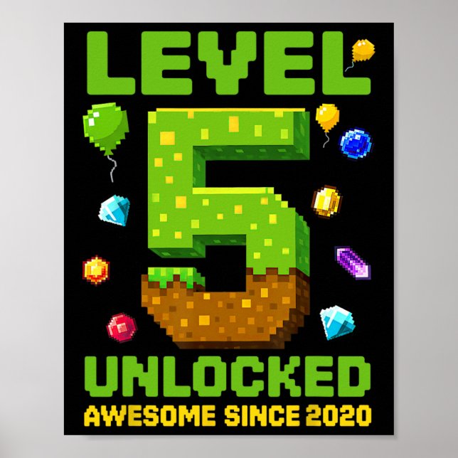 Póster Nivel 5 Desbloqueado Increíble Desde el Cumpleaños (Frente)