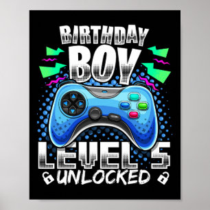 Póster Nivel 5 Desbloqueado Videojuego Cumpleaños 5 GIF p