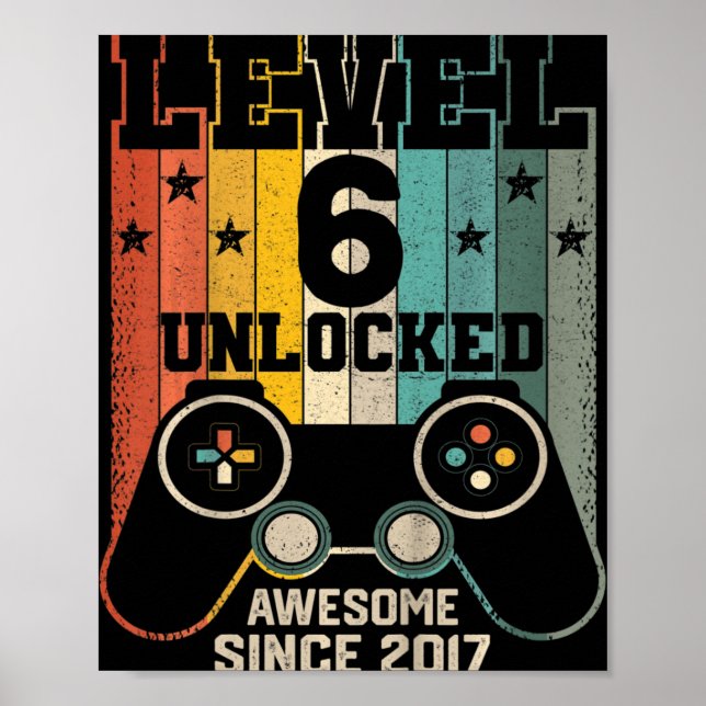 Póster Nivel 6 Desbloqueado Genial Juego de Video para Ni (Frente)