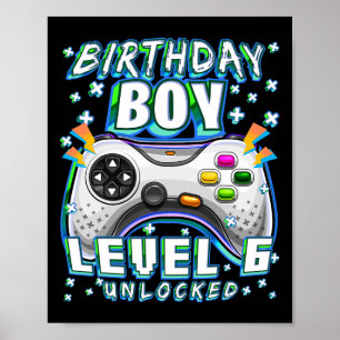 Póster Nivel 6 Juego de Video Desbloqueado 6Aniversario J