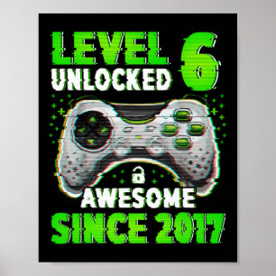 Póster Nivel 6 Videojuego desbloqueado 6 años niño de 6 a