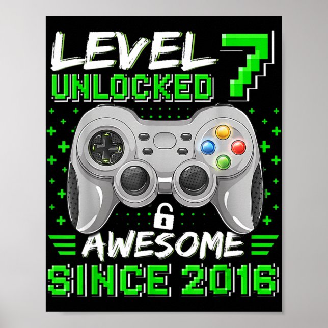 Póster Nivel 7 Desbloqueado Impresionante videojuego 2016 (Frente)