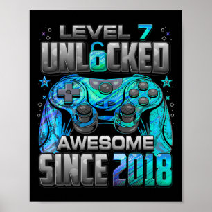 Póster Nivel 7 Desbloqueado Increíble Desde Cumpleaños 7
