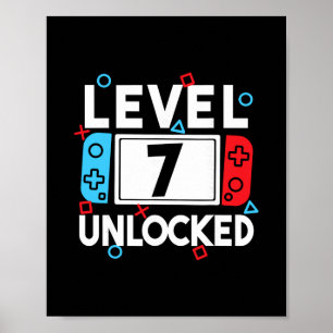 Póster Nivel 7 Desbloqueado Jugador Cumpleaños 7 Videojue