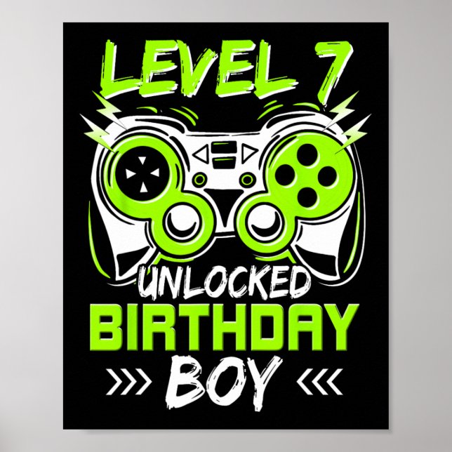 Póster Nivel 7 Niños desbloqueados Videograma de cumpleañ (Frente)