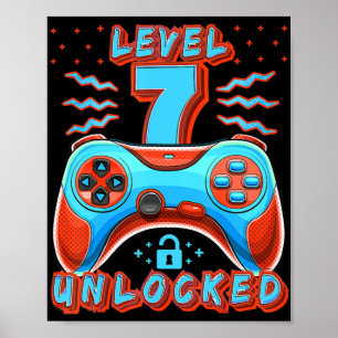 Póster Nivel 7 Videojuego desbloqueado 7º Jugador de cump