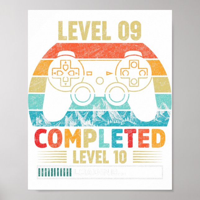 Póster Nivel 9 Completado Nivel 10 Cargando Video Cumplea (Frente)
