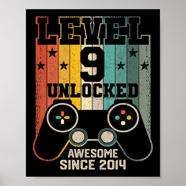 Póster Nivel 9 Desbloqueado Impresionante Juego de Video  (Frente)