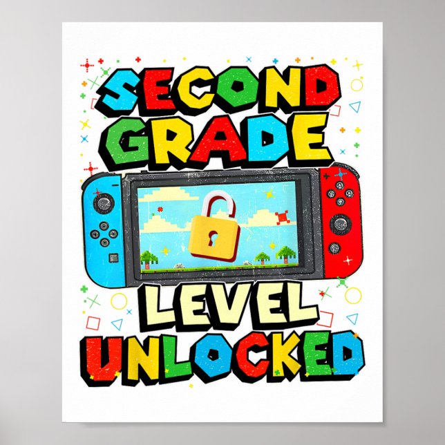 Póster Nivel de 2do Grado Desbloqueado Chicos Jugadores D (Frente)