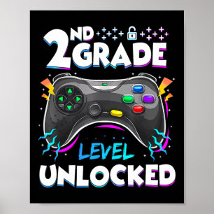 Póster Nivel de 2do Grado Desbloqueado De Vuelta Al Coleg