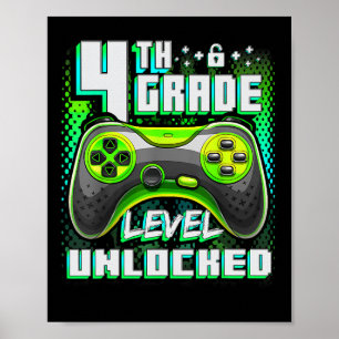 Póster Nivel de 4to Grado Desbloqueado Chicos Divertidos