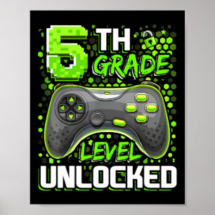 Póster Nivel de 5º Grado Desbloqueado Juegos Jugador Niño