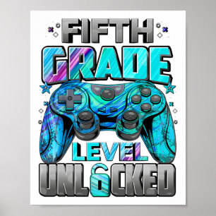 Póster Nivel de 5º grado desbloqueado para niños jugadore