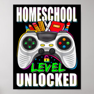 Póster Nivel de educación en casa desbloqueado Gamer Prim