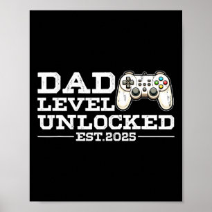 Póster Nivel de nuevo papá divertido desbloqueado 2025 Vi