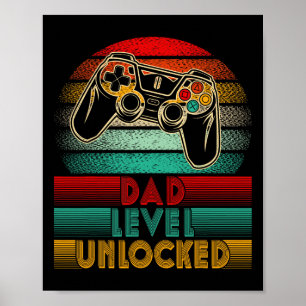 Póster Nivel de padre retro desbloqueado Nuevo controlado