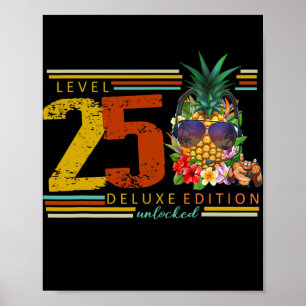 Póster Nivel desbloqueado cumpleaños 25 25 años jugando