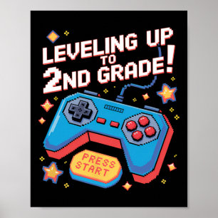 Póster Nivelación Hasta 2º Grado Gamer 8 Bits Pixelado