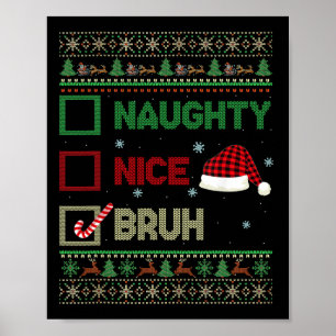 Póster Niza traviesa Bruh Feo Sweater Red Plaid Xmas Chri