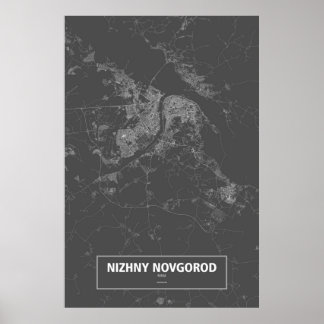 Póster Nizhny Novgorod, Rusia (blanco sobre negro)