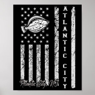 Póster Nj De La Ciudad Atlántica Para Pescadores De Flaut