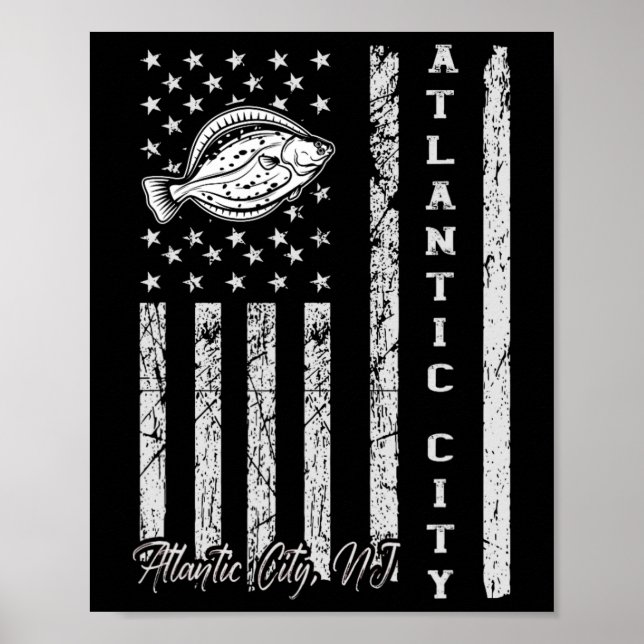 Póster Nj De La Ciudad Atlántica Para Pescadores De Flaut (Frente)