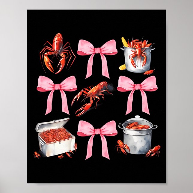Póster Nk Bow Cute Coquette Crawfish Boil Y2k Girl Aesthe (Frente)