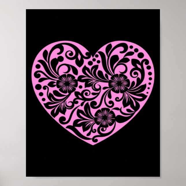 Póster Nk Heart With Flowers Cut Out Cute Valentine Fav  (Frente)