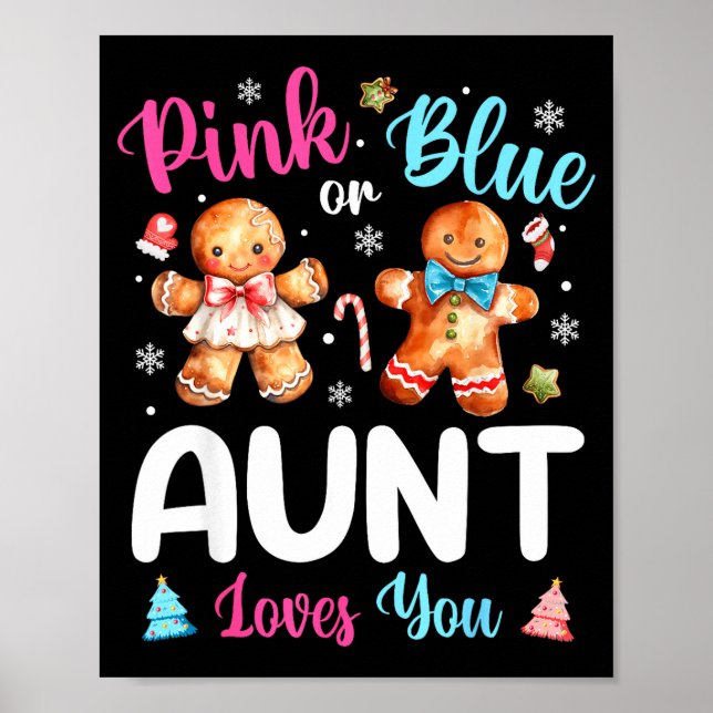 Póster Nk Or Blue Aunt Loves You Gender Reveal Christmas  (Frente)