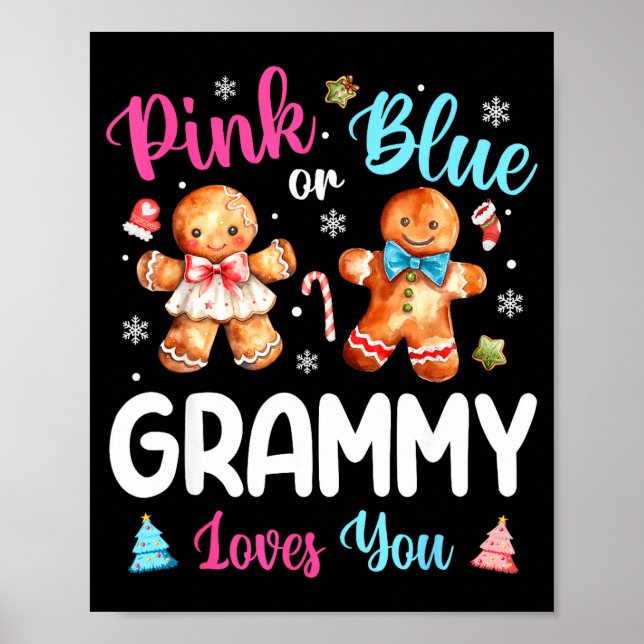 Póster Nk Or Blue Grammy Loves You Gender Reveal Christma (Frente)