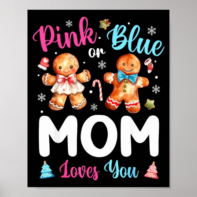 Póster Nk Or Blue Mom Loves You Gender Reveal Christmas  (Frente)
