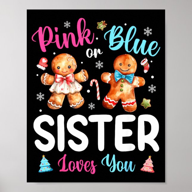 Póster Nk Or Blue Sister Loves You Gender Reveal Christma (Frente)
