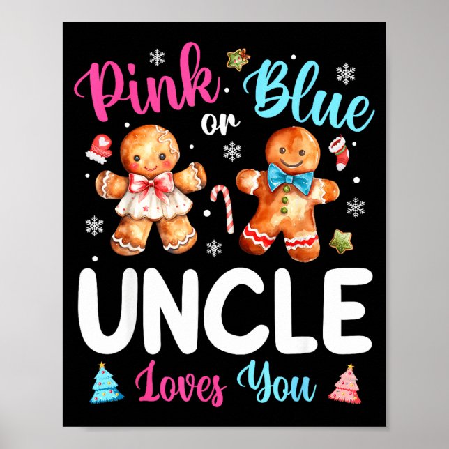 Póster Nk Or Blue Uncle Loves You Gender Reveal Christmas (Frente)