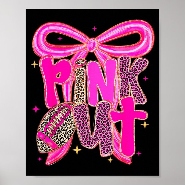 Póster Nk Out Leopard Football Bow Breast Cancer Awarenes (Frente)