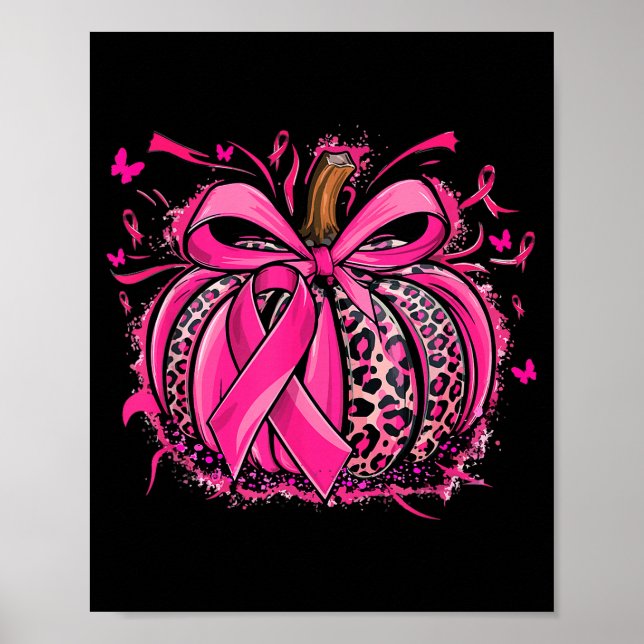 Póster Nk Pumpkin Leopard Coquette Bow Breast Cancer Awar (Frente)