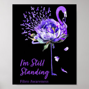 Póster Nn Flamingo Cinta Púrpura Fibro Fibromialgia