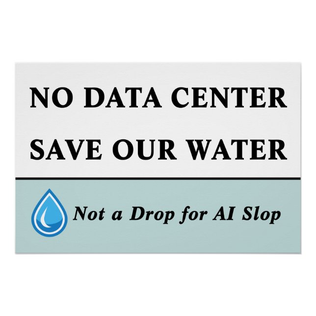Póster NO AL MACENAMIENTO DE DATOS SALVA NUESTRA AGUA Sin (Anverso)