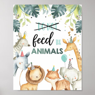 Póster No alimente a los animales Safari Rótulo de mesa d