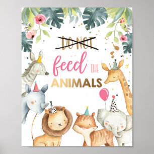 Póster No alimente a los animales Safari Rótulo de mesa d