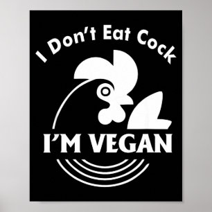 Póster No Como Soy Vegano Camiseta Divertida Vegana