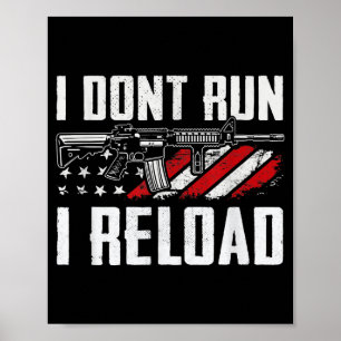 Póster No corro, recargo bandera de EE. UU. armas pro div