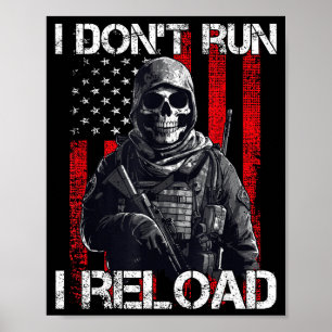 Póster No corro, recargo, bandera de EE. UU. para una pis