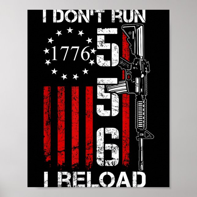 Póster No corro, recargo - Bandera de EE. UU. Pro armas A (Frente)