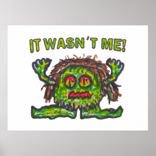 Póster No culpable gremlin gracioso ilustracion dibujado 